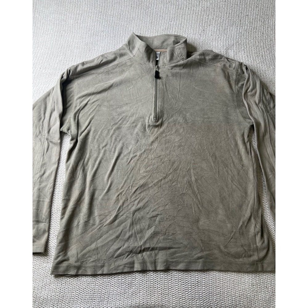Columbia Mens Fleece Pullover Quarter Zip Mock Neck Tan Khaki Large L